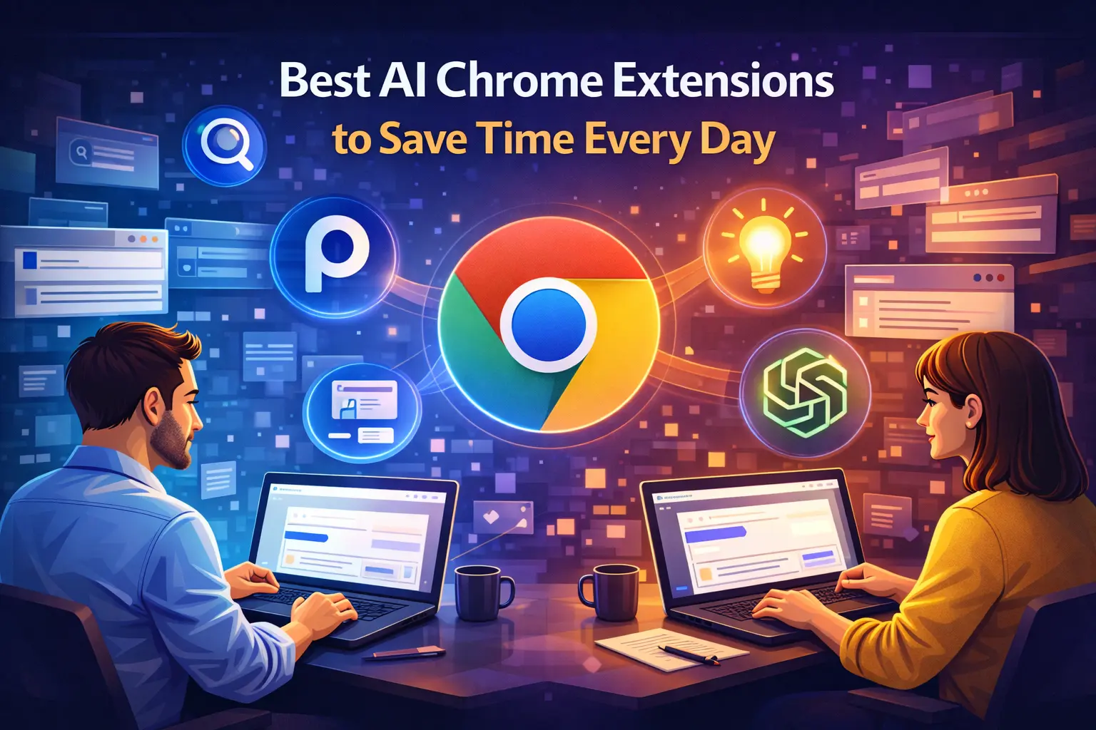 AI generated feature image for Best AI Chrome Extensions to Save Time Every Day
